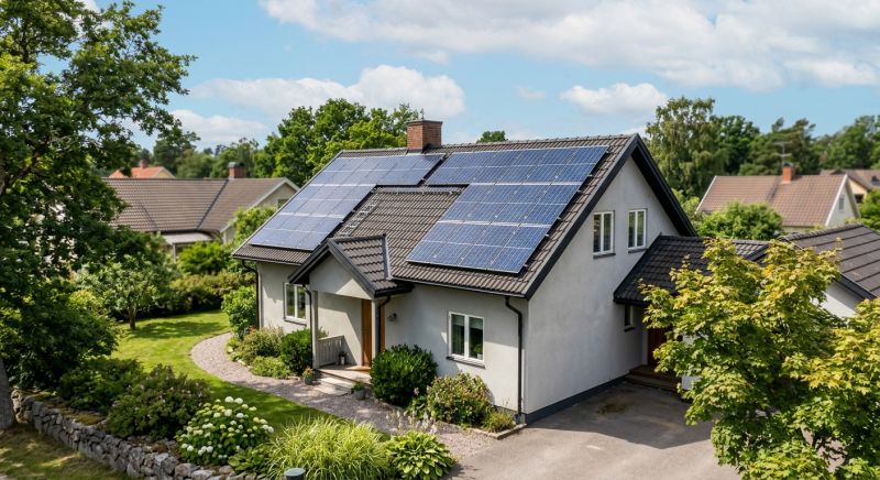panneaux photovoltaïques sur toit de maison